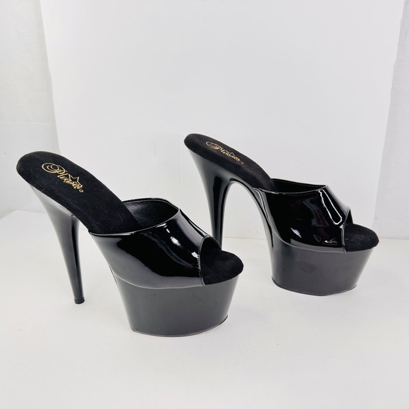 NEW Pleaser 7" Platform Slide Heels Pole Dancing Black Heels Jubilant size 14 - Picture 1 of 6